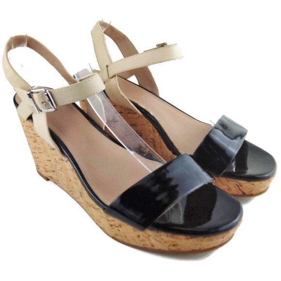 Alfani Two Tone Cork Heel Ankle Strap Sandals - Picture 1 of 5